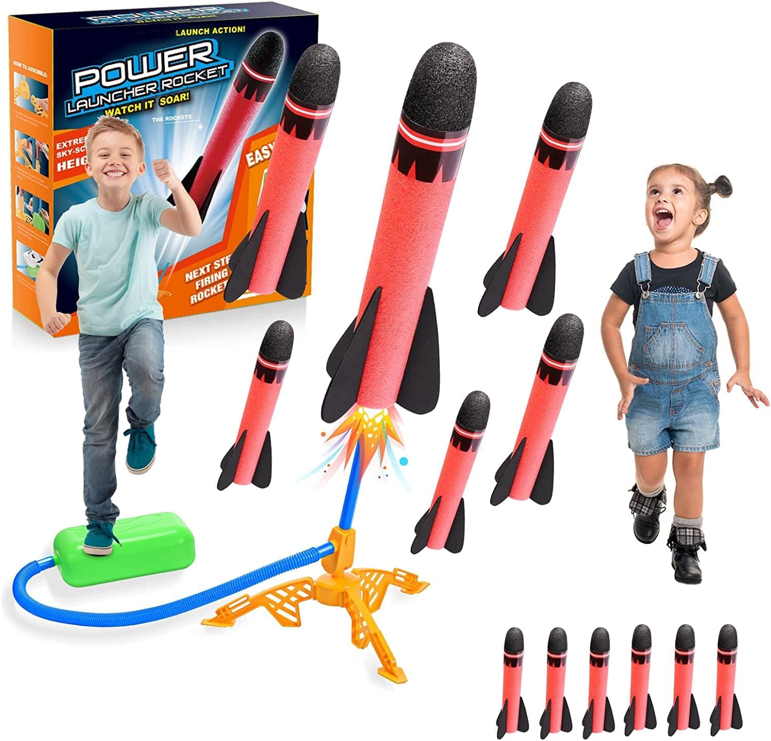 Boys Toys for 3-12 Years Old Boys, With 6 Powerful Foam Rocket -Kids Toys Garden Toys Boys Girls Gifts Age 3-9 Year Old Boys Toys Age 3-9 Outdoor Birthday Gifts for Kids Toy Rockets Garden Games