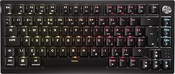 Corsair K65 PLUS WIRELESS 75% RGB Hot-Swappable Mechanical Gaming Keyboard – Pre-Lubricated MLX Fusion Tactile Switches – Dual-Layer Sound Dampening – PBT Keycaps – QWERTY UK – Black
