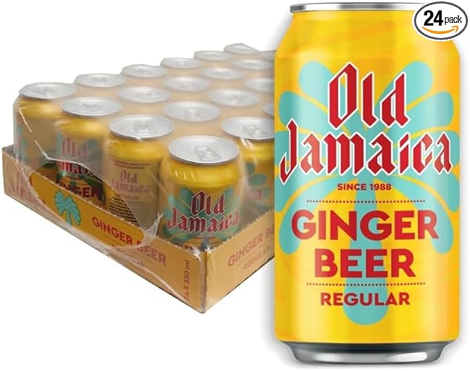 Old Jamaica Ginger Beer Soft Drinks 330 ml Pack of 24 Made with Authentic and Natural Root Ginger Original and Best Refreshing and Crisp Tasty Classic