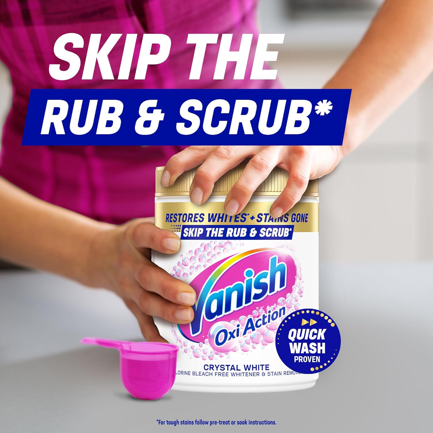 Vanish Crystal White Stain Remover Powder, 1.41kg, Oxi Action for Quick Wash, Restores Whites & Removes Tough Stains, Without Pre-treating