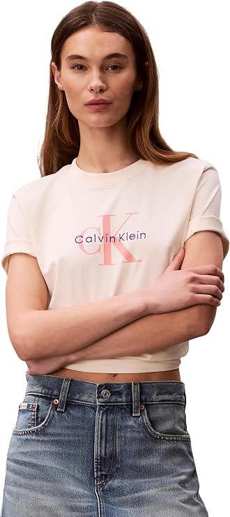 Calvin Klein Women’s Short Sleeve Round Neck Hero Classic Monologo T-Shirt