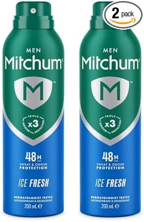 Mitchum Men Triple Odor Defense 48h Protection Deodorant Spray, 200ml (Pack of 2)
