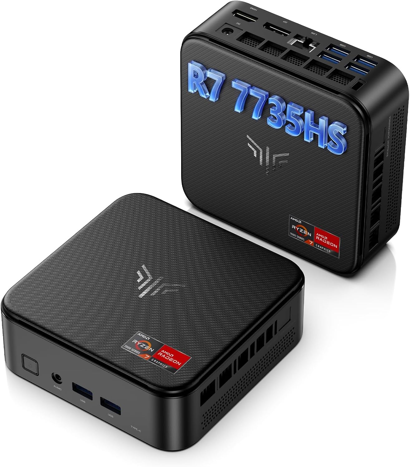 NiPoGi E3B Mini PC AMD Ryzen 7 7735HS(up to 4.75GHz 8C/16T) Mini Computer 24GB LPDDR5 512GB SSD Mini PC Windows 11 Pro Radeon 680M Graphics/4K Triple Display/WiFi 6/BT5.2/HDMI+DP+Type C/Office/Gaming