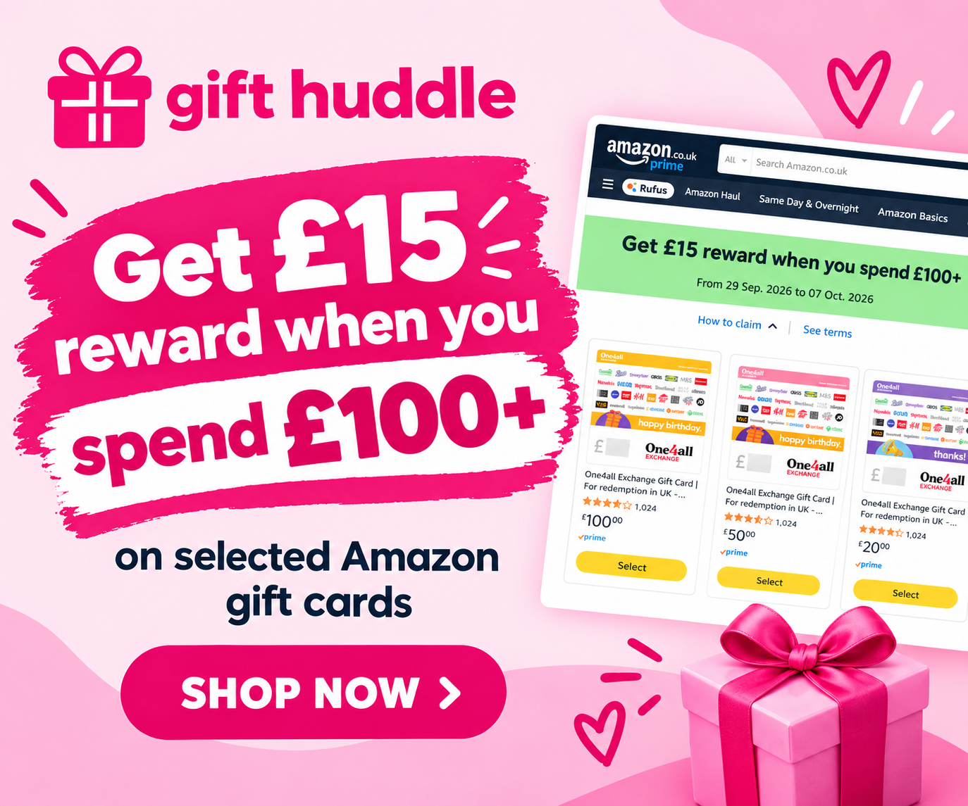 Amazon.co.uk: Get £15 reward when you spend £100+ promotion