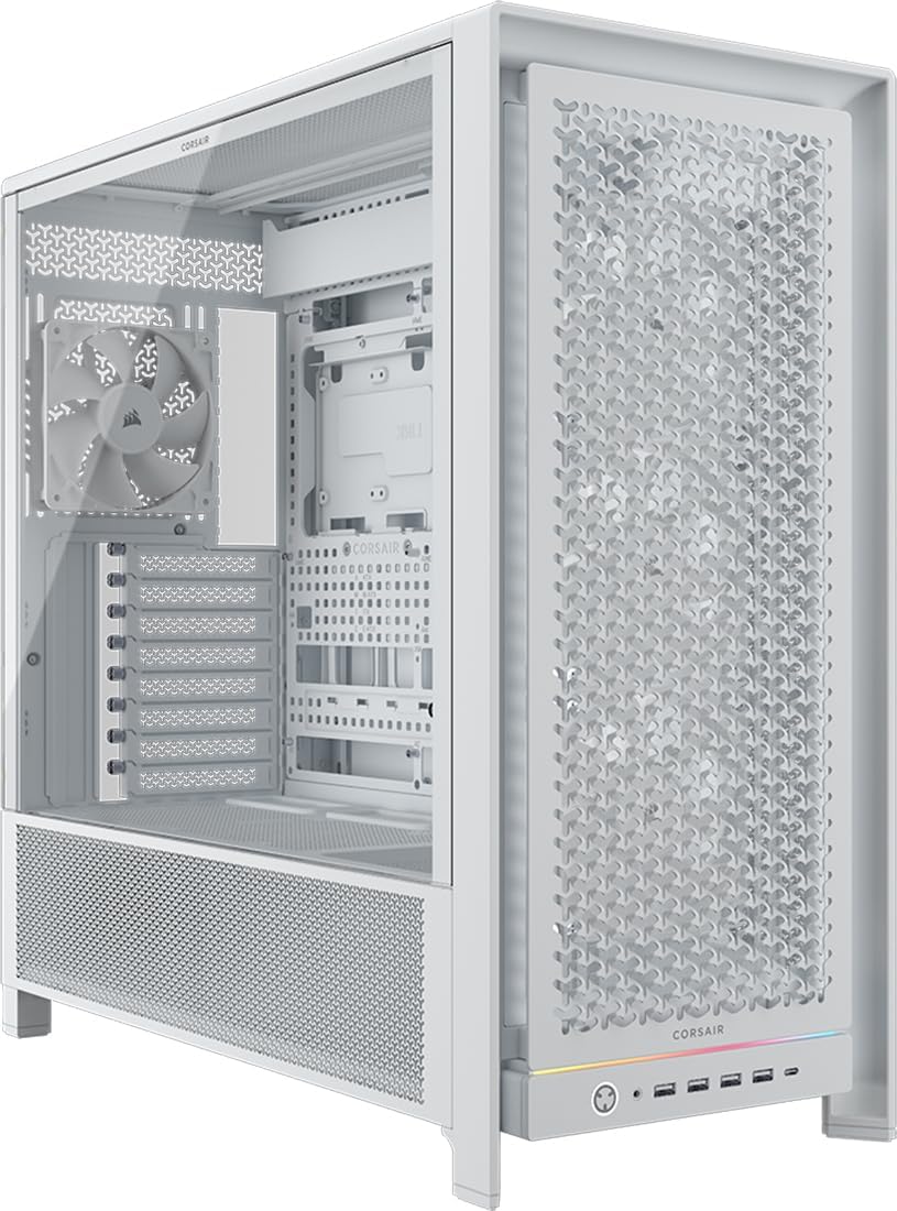 CORSAIR FRAME 5000D RS Modular High Airflow Mid-Tower PC Case – 4x Pre-Installed RS Fans, InfiniRail™ Fan Mounting System, GPU Anti-Sag, ASUS BTF, MSI Project Zero, Gigabyte Project Stealth – White