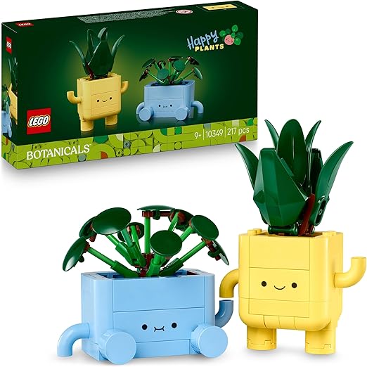 LEGO Botanicals Happy Plants Toy - Crafts Kit for Kids incl. 2 Artificial Plants with 2 Colourful Flower Pots & Interchangeable Cartoon Faces - Nature Gifts for 9+ Year Old Girls & Teens - 10349