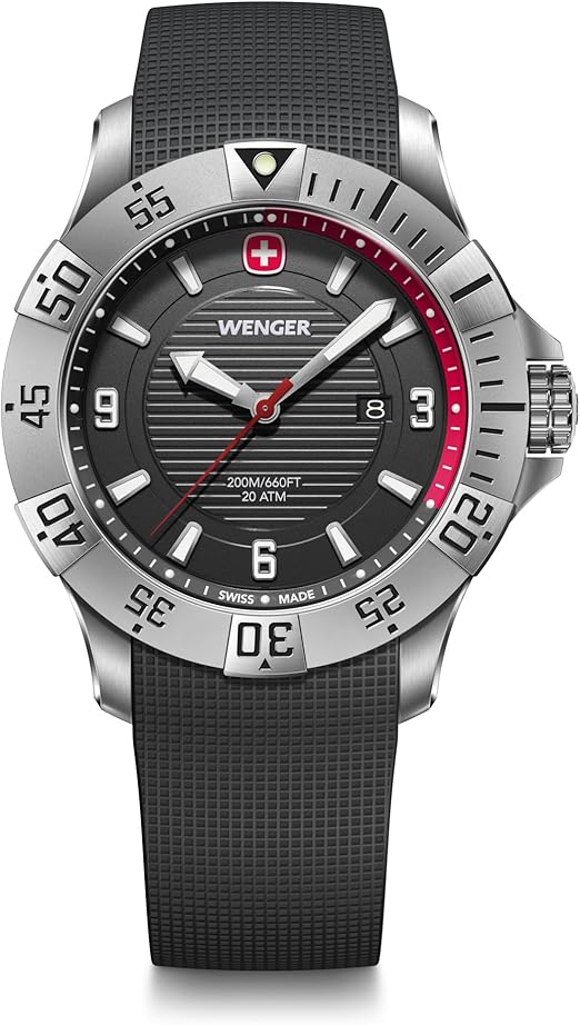 WENGER Herren Armbanduhr Seaforce, Ø 43 mm, Swiss Made, Analog Quarz, Wasserdicht bis 200 m