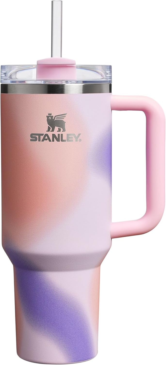 STANLEY Quencher H2.0 Flowstate Tumbler 1.2L – Cold for 11 Hours – Iced for 48 Hours – Metal Water Bottle with Straw, Handle and Lid – Dishwasher Safe – Travel Mug for Cold Drinks – Rose Petal Motion