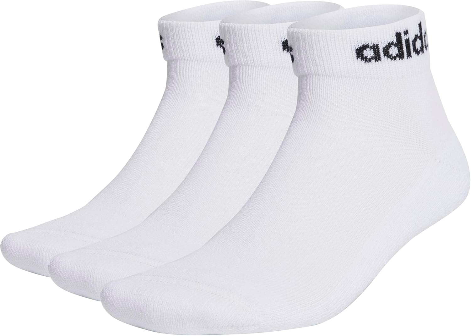 adidas Unisex Kids Linear Ankle Cushioned Socks 3 Pairs, Black/White, 6-7 Years