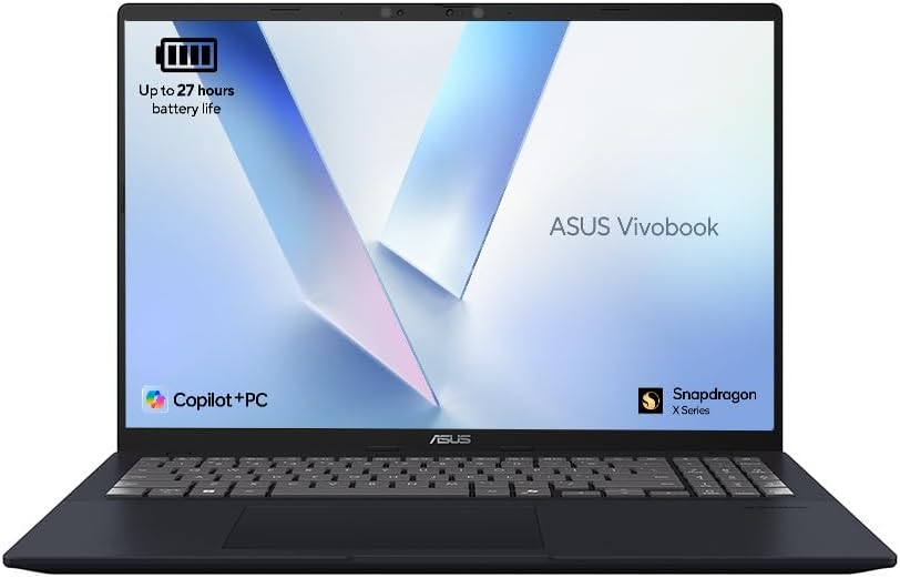 ASUS Vivobook 16 X1607QA CoPilot+ Laptop | 16.0" WUXGA Screen | Qualcomm Snapdragon X1-26-100 Processor | 16GB RAM | 512GB SSD | 19 Hours Battery Life | Windows 11 : Amazon.co.uk: Computers & Accessories