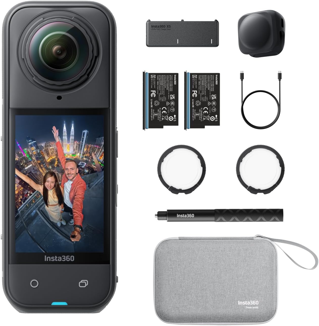 Insta360 X5 Essentials Bundle - Waterproof 8K 360° Action Camera, Leading Low Light, Invisible Selfie Stick Effect, Rugged and Replaceable Lens, 3-Hour Battery, Built-in Wind Guard, Stabilization: Amazon.co.uk: Electronics & Photo