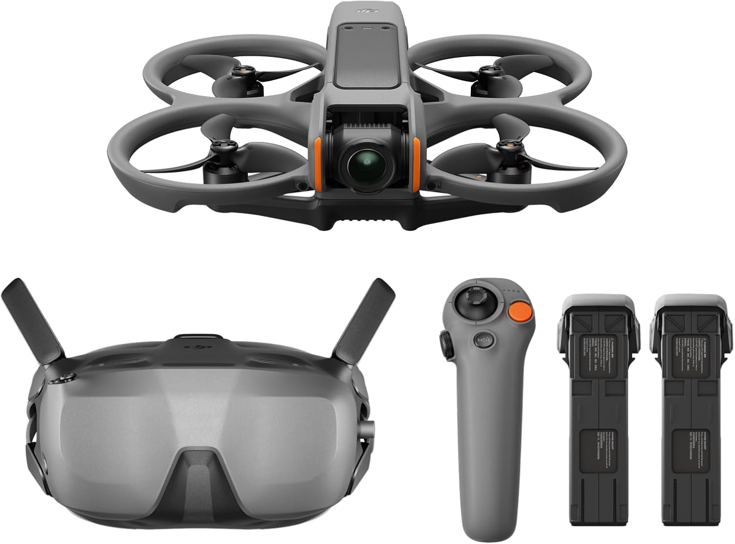 DJI Avata 2 Fly Smart Combo (Three Batteries), FPV Drone with Camera 4K, Immersive Experience, One-Push Acrobatics, Built-in Propeller Guard, 155° FOV, Camera Drone with Goggles N3 and RC Motion 3