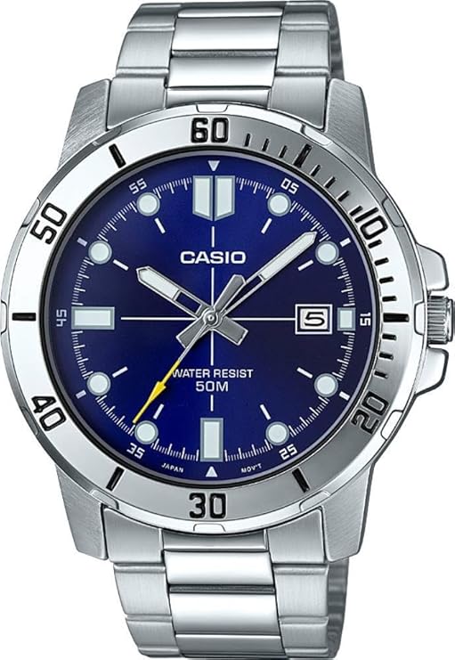 Casio MTP-VD01D-2EV Men's Enticer Stainless Steel Blue Dial Casual Analogue Sporty Watch : Amazon.co.uk: Fashion