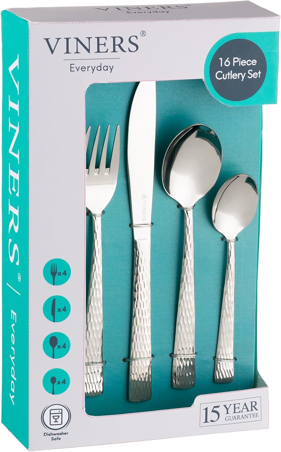 Viners Everyday Glisten 16 Piece 18/0 Silver Stainless Steel Cutlery Set (Packaging May Vary)