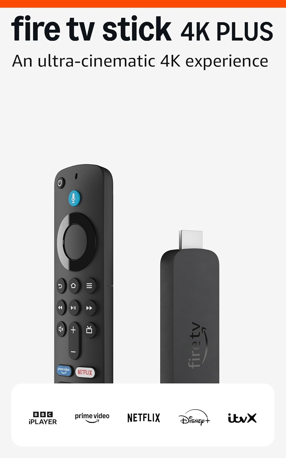 Amazon Fire TV Stick 4K Plus streaming device, supports Wi-Fi 6, Dolby Vision/Atmos, HDR10+