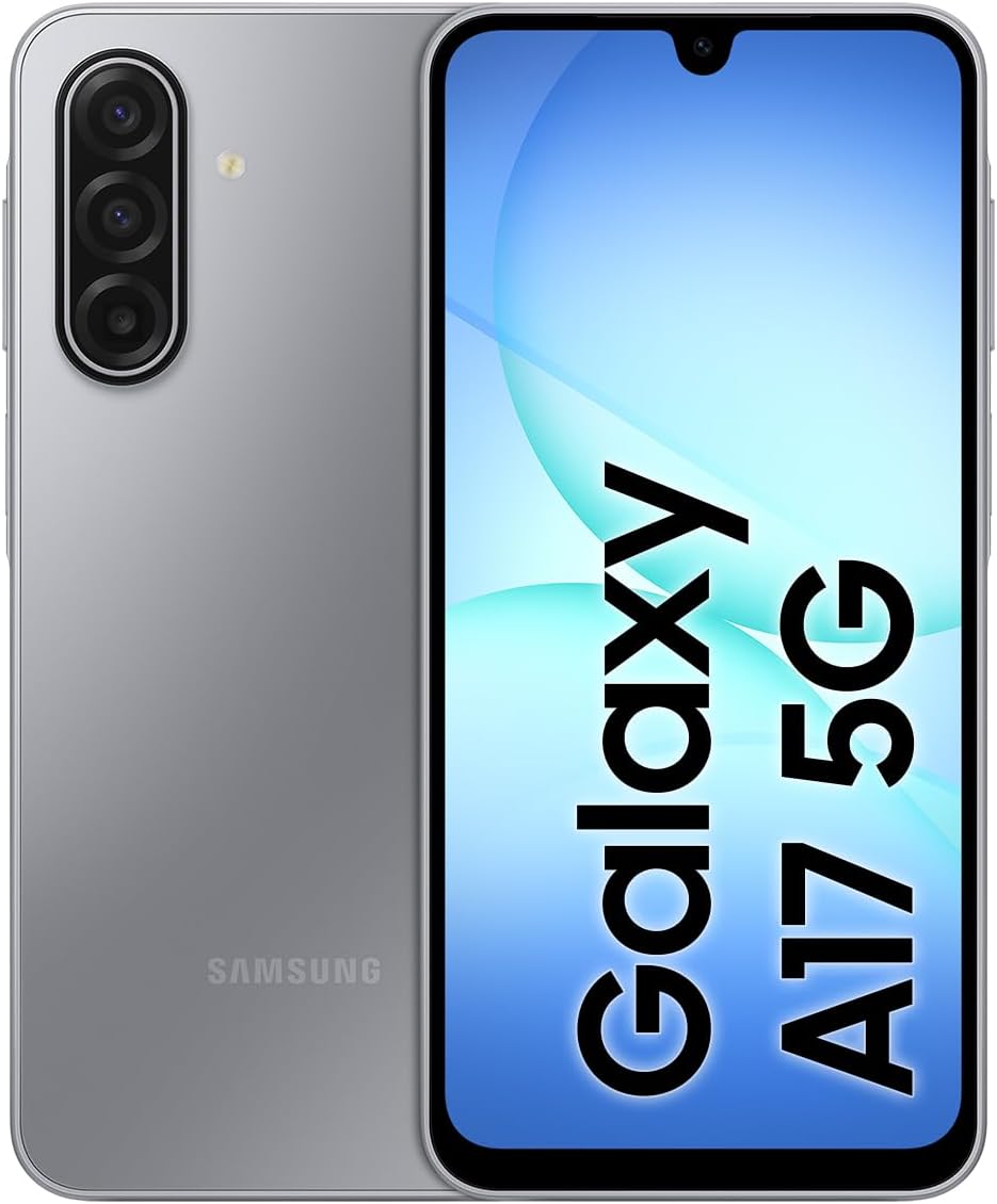 Samsung Galaxy A17 5G, AI Smartphone, Slim 7.5mm Frame, Large Screen, 50MP Camera, 128GB Storage, 4GB Memory, 5000 mAh Battery, Grey, 3 Year Extended Warranty (UK Version)