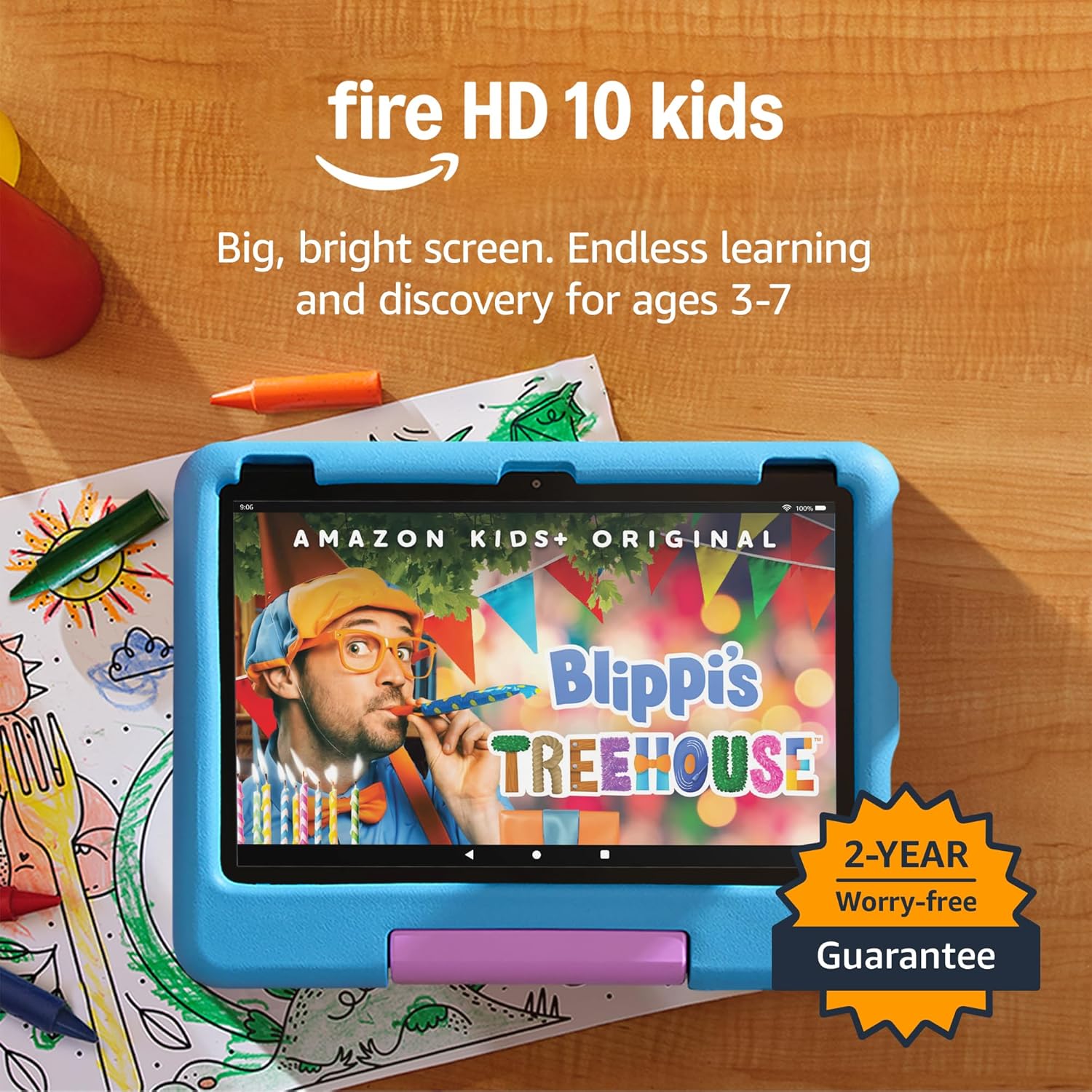 Amazon Fire HD 10 Kids tablet (newest gen) | ages 3–7, includes ads-free books, games, apps and videos that children love, 10.1" brilliant screen, parental controls, 2-year worry-free guarantee, 32 GB : Amazon.co.uk