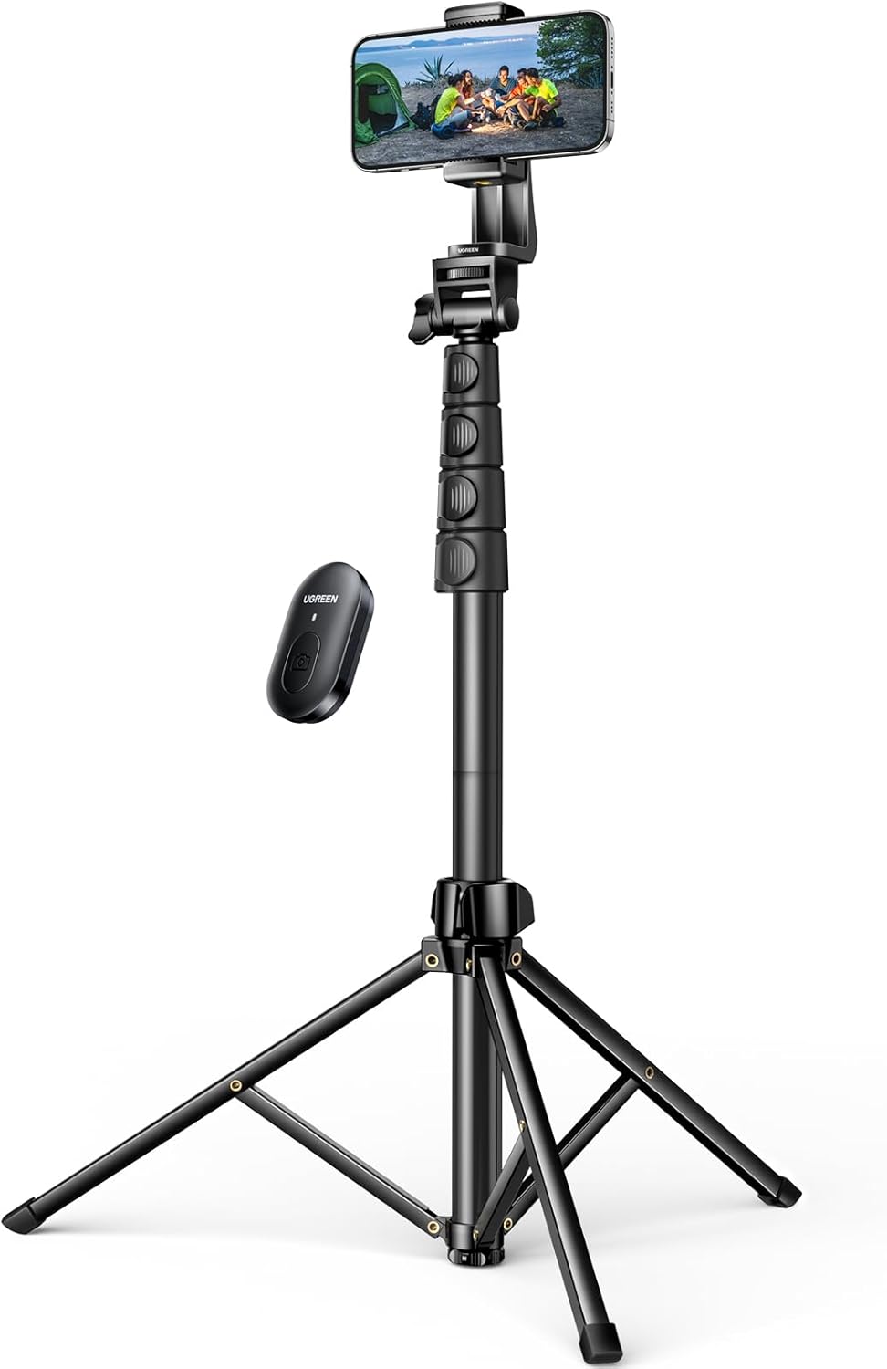 UGREEN iPhone Tripod Stand Filming 70”/1.8m Tall Selfie Stick Bluetooth Remote Foldable Phone Travel Mount 360° Rotating Holder Compatible with iPhone 17 Pro Max Air 16,Galaxy S25 S24 Ultra,Camera