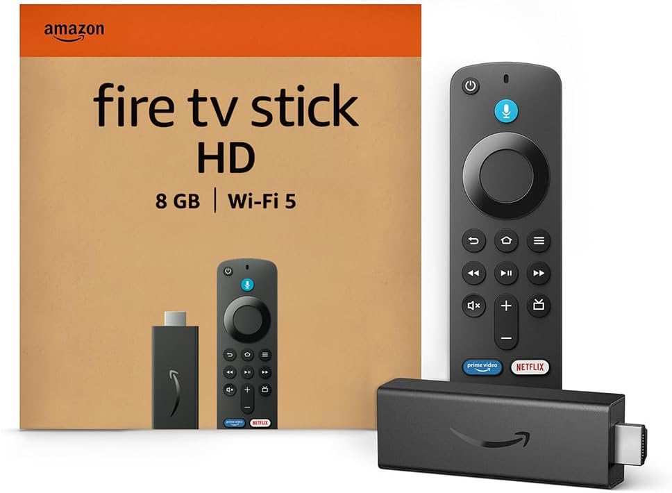 Amazon Fire TV Stick HD (Newest gen), free and live TV, Alexa Voice Remote, smart home controls, HD streaming