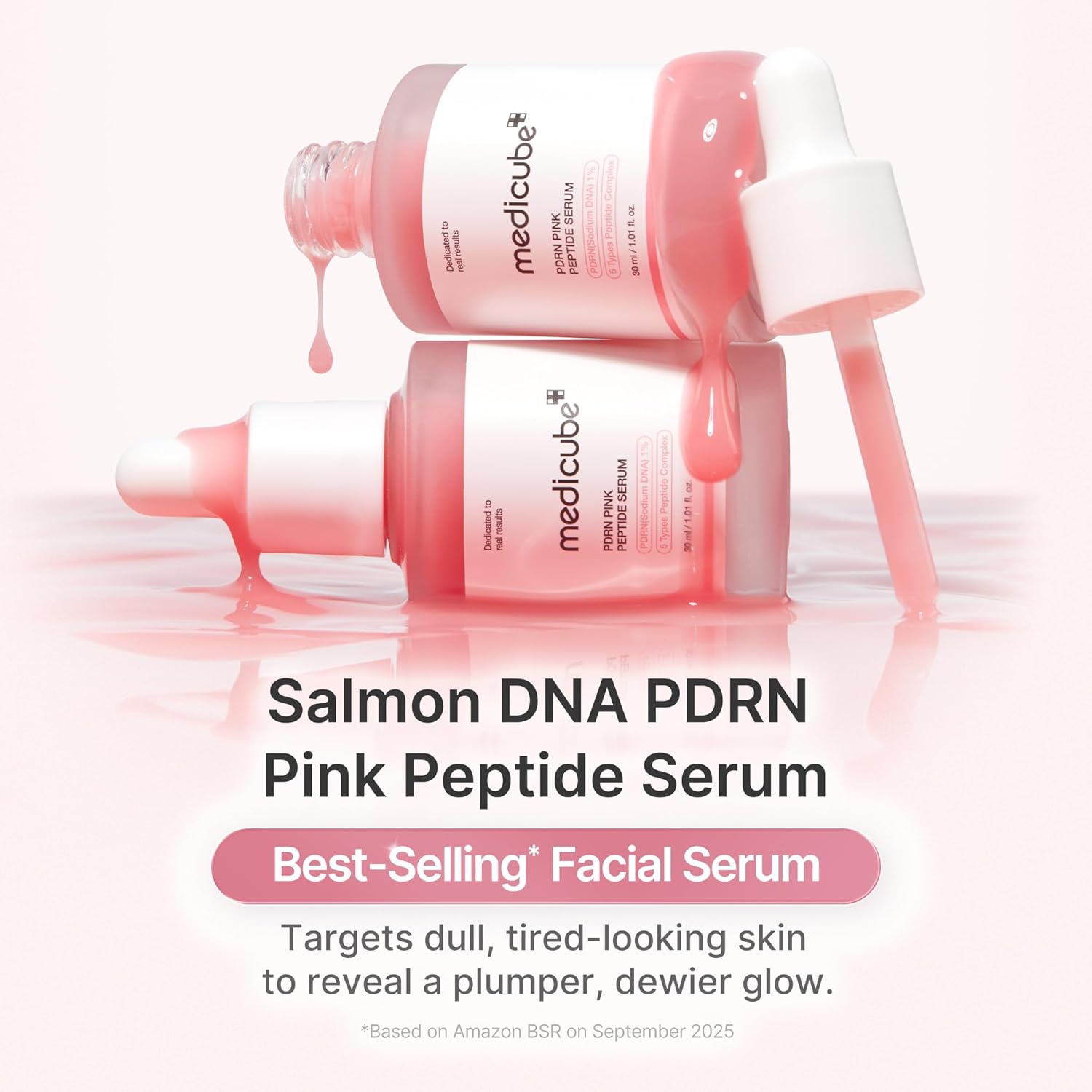 medicube Salmon DNA PDRN Pink Peptide Serum, Pink glow serum, Peptide, Niacinamide, Hydrating & Moisturising & Firming, Uneven Skin Tone, Korean Skincare | 1.01 fl.oz. (1.01 fl.oz., Salmon DNA PDRN)